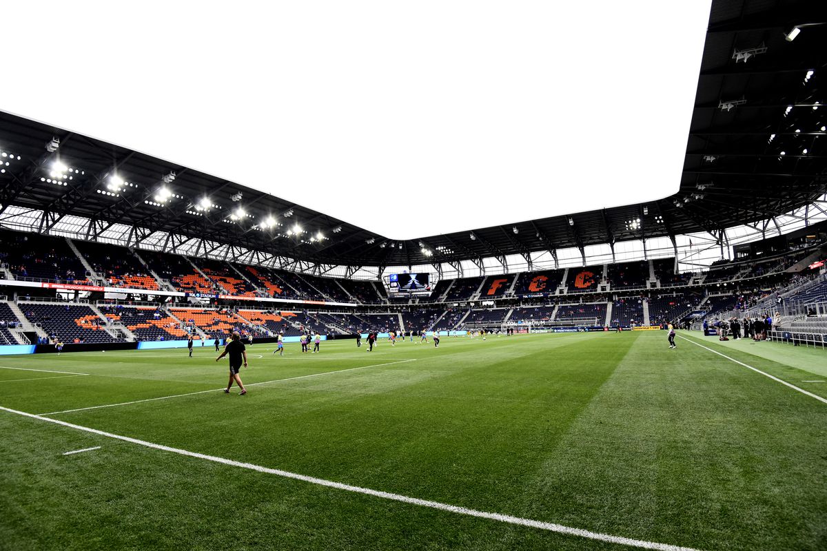 A general view of TQL Stadium prior to a game between FC Cincinnati and the New England Revolution on May 29, 2021 in Cincinnati, Ohio.