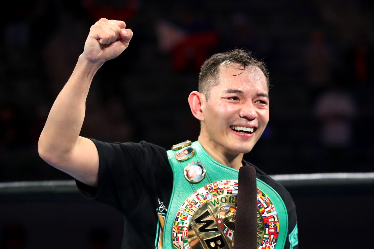Nonito Donaire celebrates his fourth round KO win against Nordine Oubaali after their WBC World Bantamweight Championship bout at Dignity Health Sports Park on May 29, 2021 in Carson, California.