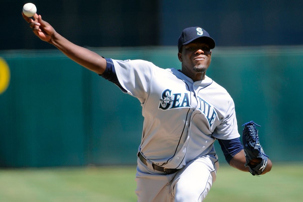 Michael Pineda pitching in 2011 for the Seattle Mariners. (Photo by Thearon W. Henderson/Getty Images)