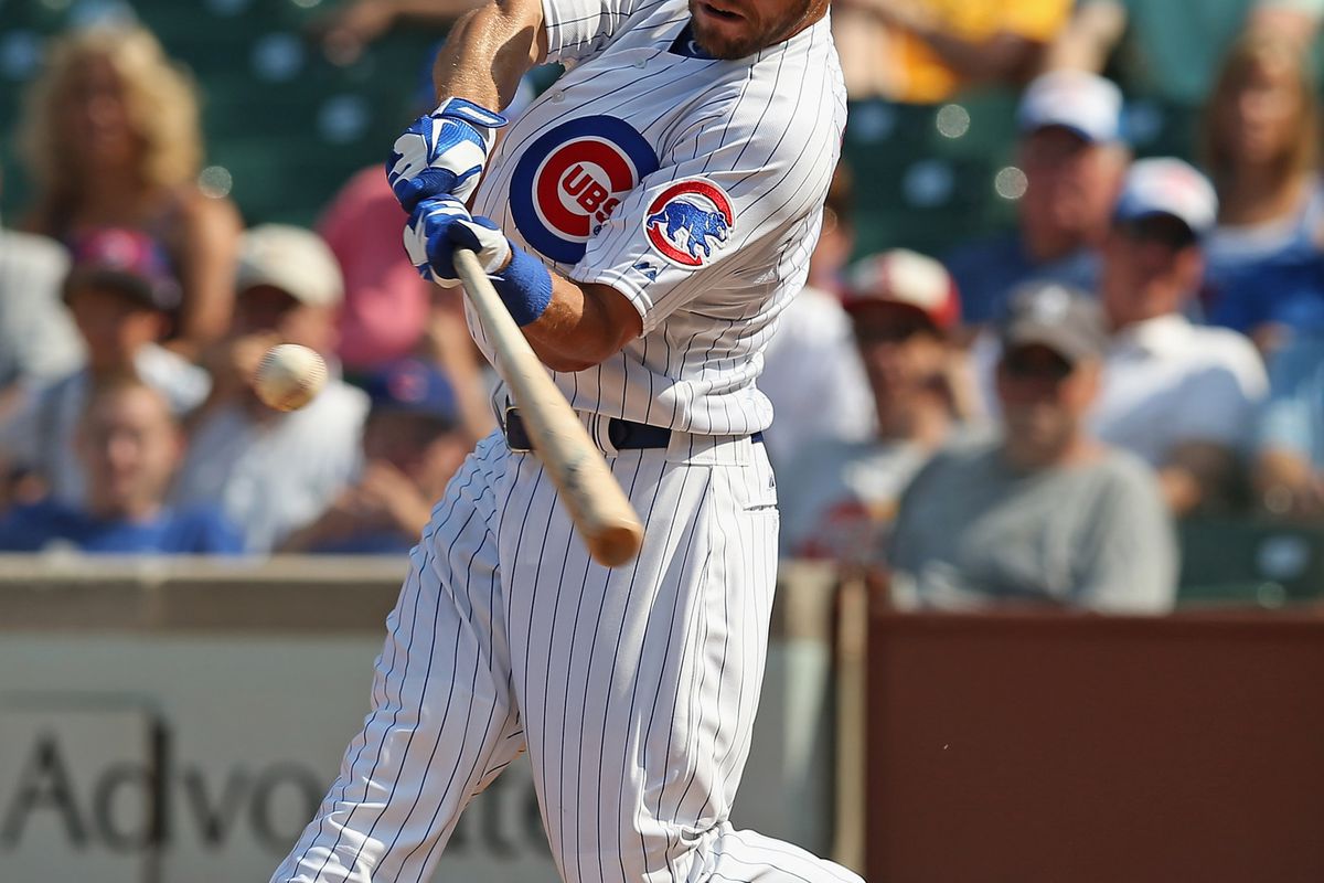 Brett Jackson of the Chicago Cubs hits a solo home run against the Colorado Rockies at Wrigley Field in Chicago, Illinois. The Cubs defeated the Rockies 5-3. (Photo by Jonathan Daniel/Getty Images)