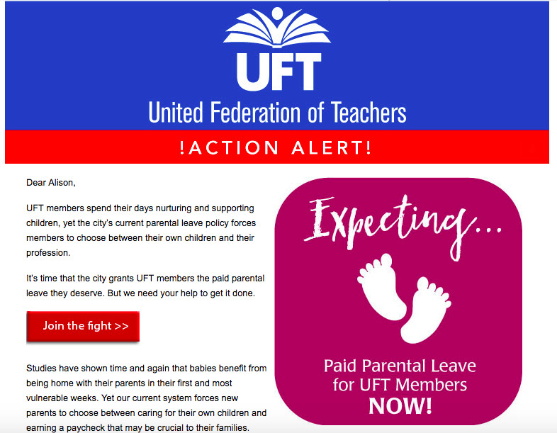 The Uniter Federation of Teachers has launched a public campaign to demand paid family leave for its members.