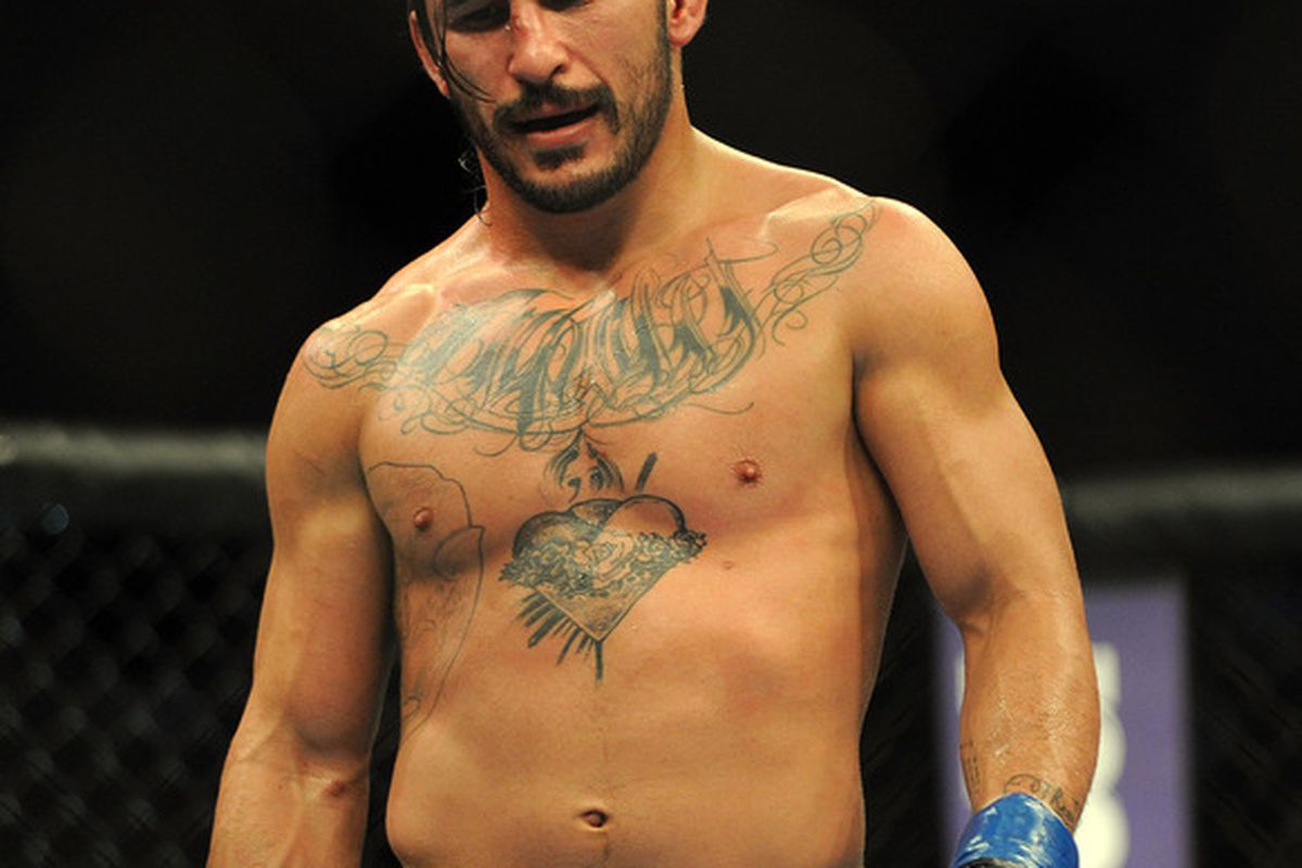 June 8, 2012; Sunrise, FL, USA; Ian McCall reacts after losing to Demetrious Johnson (not pictured) during their UFC bout at BankAtlantic Center. Mandatory Credit: Steve Mitchell-US PRESSWIRE