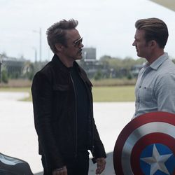 Tony Stark (Robert Downey Jr.) and Steve Rogers (Chris Evans) appear in "Avengers: Endgame."