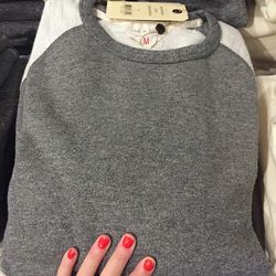 Grey loopback sweatshirt, $110