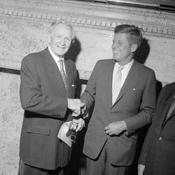 Future U.S. president John F. Kennedy visits Utah, Sept. 23, 1960. President David O. McKay of The Church of Jesus Christ of Latter-day Saints is at left.