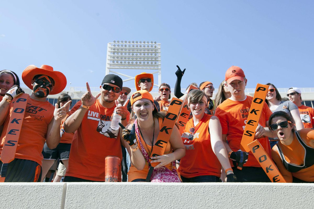 Sept 1, 2012; Stillwater, OK, USA; Oklahoma State Cowboys fans before the game against Savannah State Tigers at Boone Pickens Stadium.  Mandatory Credit: Richard Rowe-US PRESSWIRE