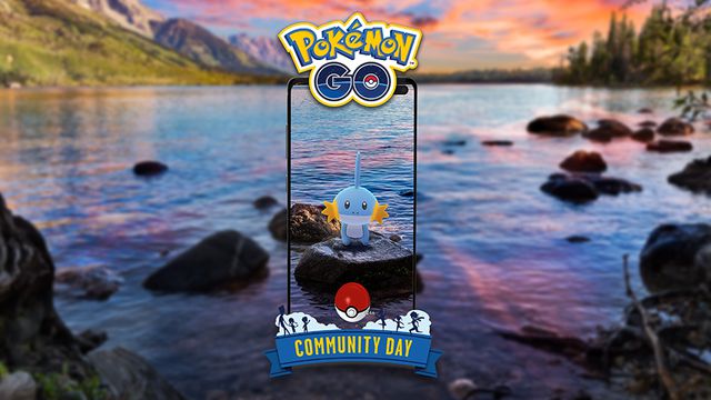 Obra de arte de Mudkip en el lecho de un río del evento Clásico del Día de la Comunidad de Pokémon Go