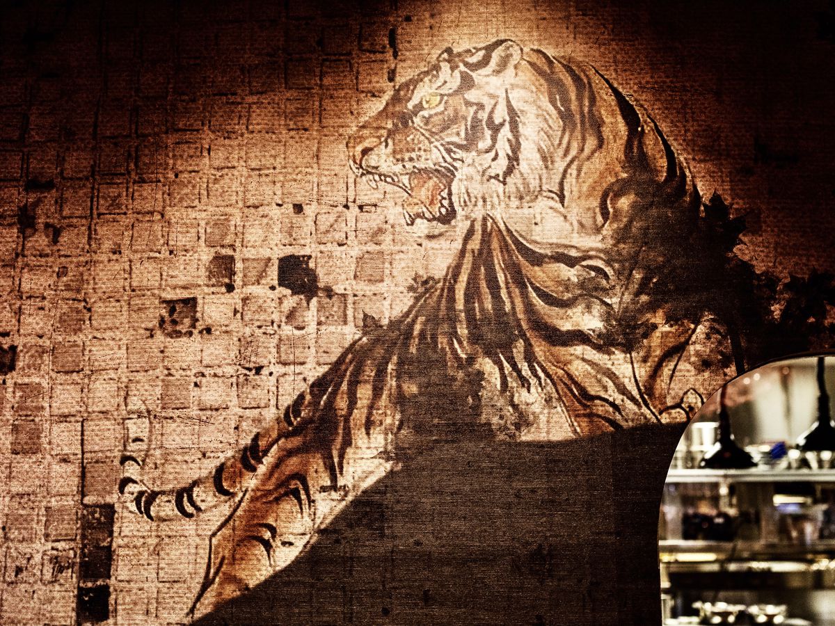 A mural of a tiger