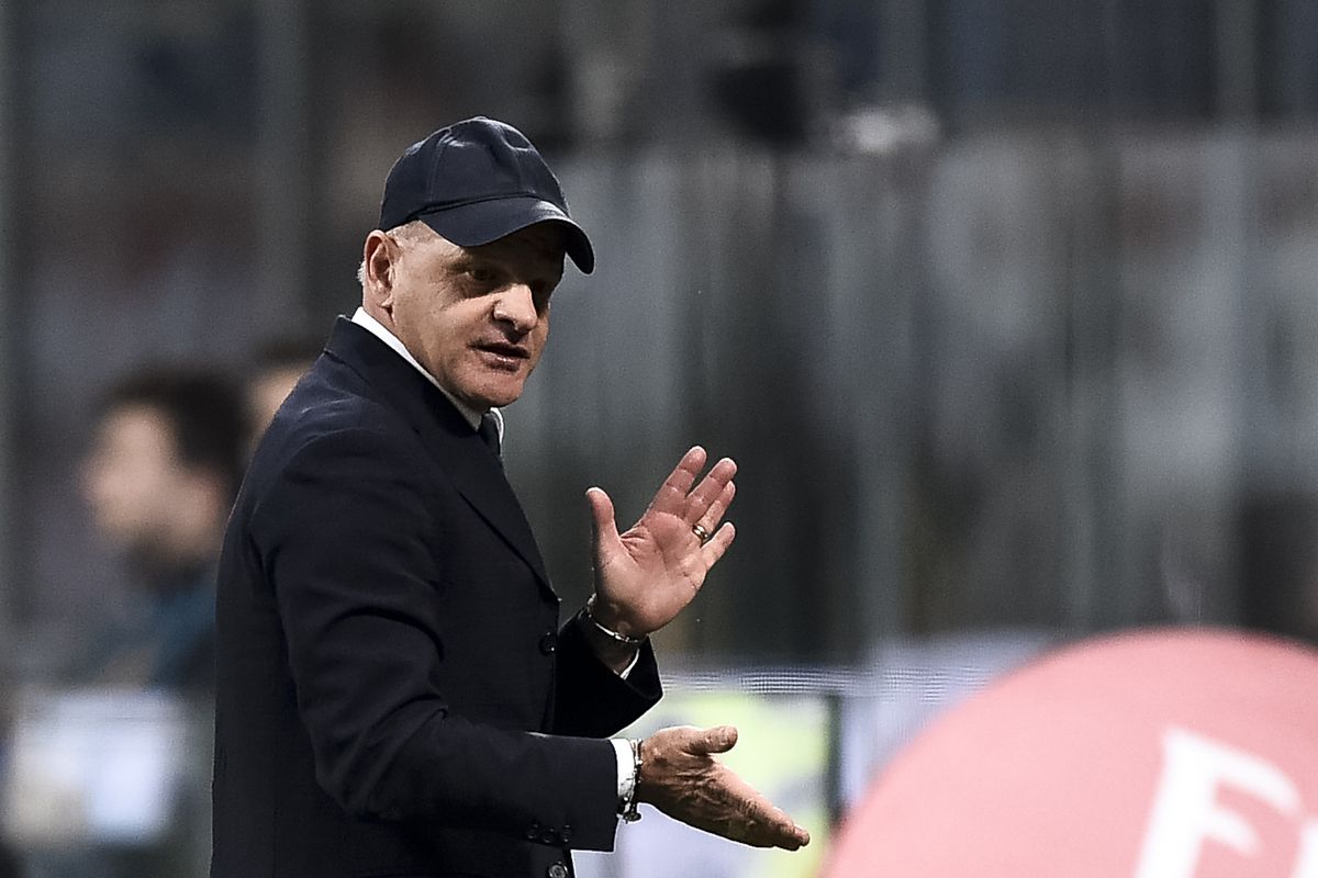 Giuseppe Iachini, head coach of Empoli FC, gestures during...