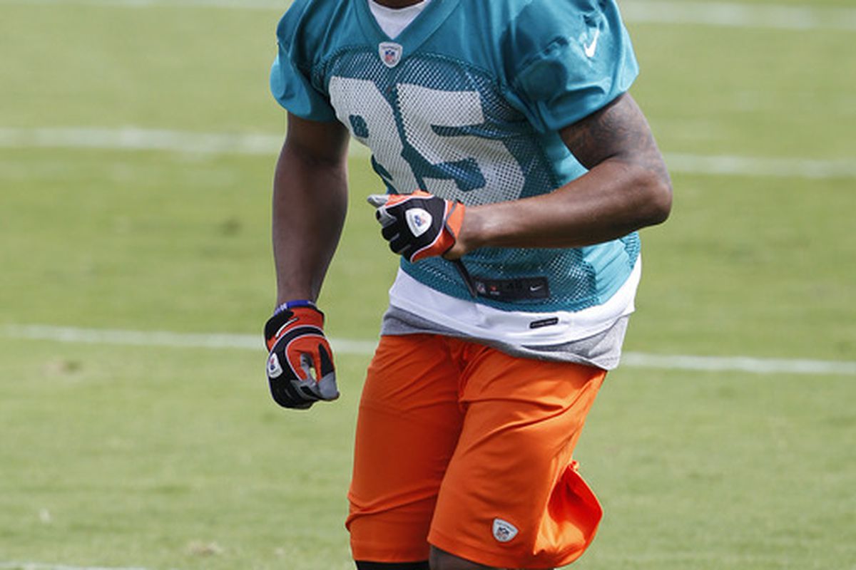 DAVIE, FL - MAY 4:  Rishard Matthews #85 of the Miami Dolphins takes part in drills during the rookie minicamp on May 4, 2012 at the Miami Dolphins training facility in Davie, Florida. (Photo by Joel Auerbach/Getty Images)