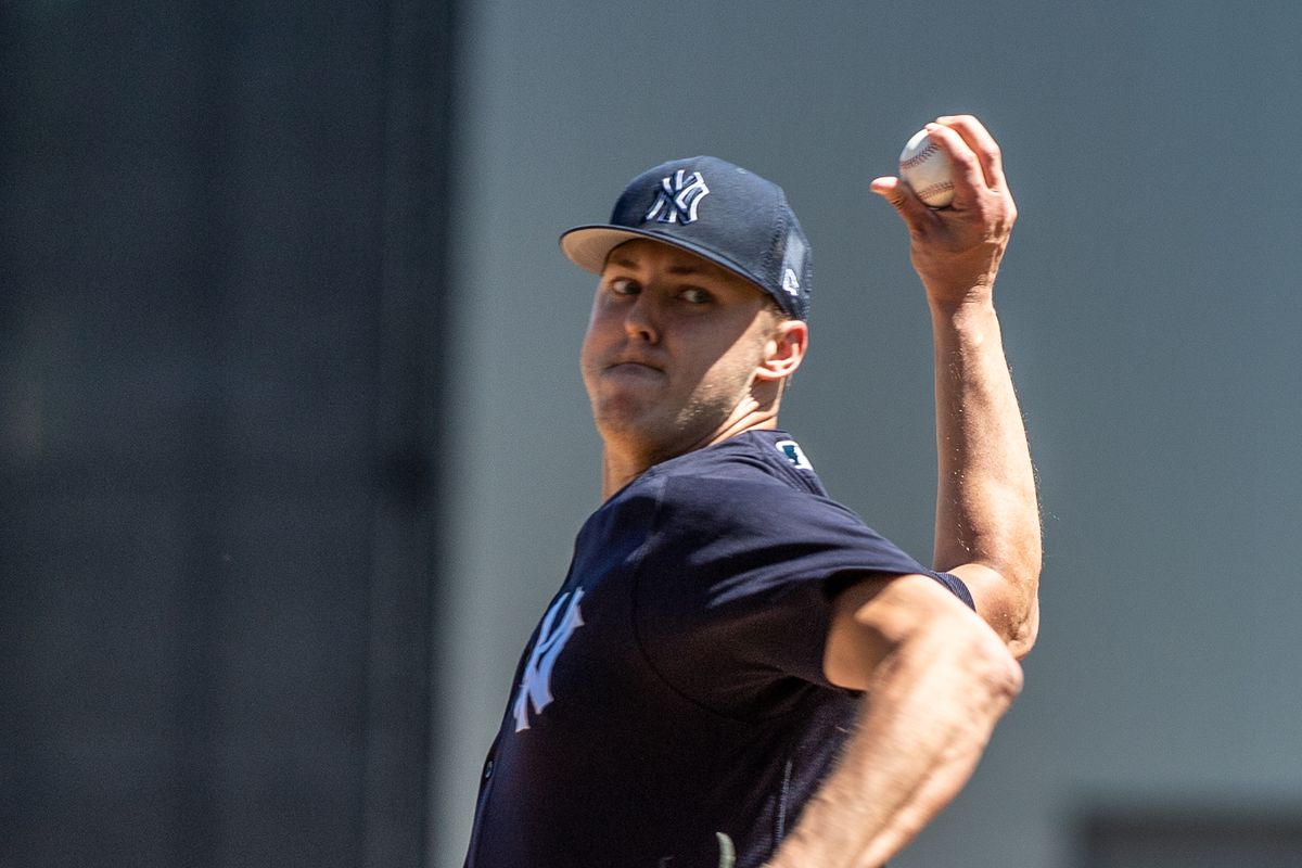 NY Yankees Jameson Taillon pitches during spring training game