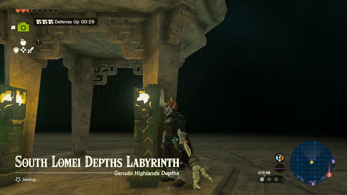 Link stands under an altar in the Depths in Zelda Tears of the Kingdom.