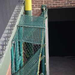 5:14 p.m. The new "basket", over Gate Q, in the right-field corner - 