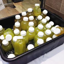 Post-workout, students were rewarded with refreshing beverages from <b>Clover Juices</b>.