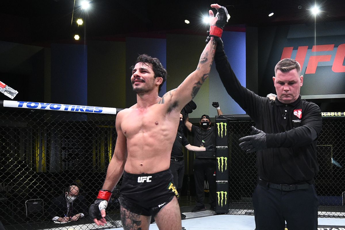 Alexandre Pantoja after defeating Manel Kape at a UFC Fight Night in February. 