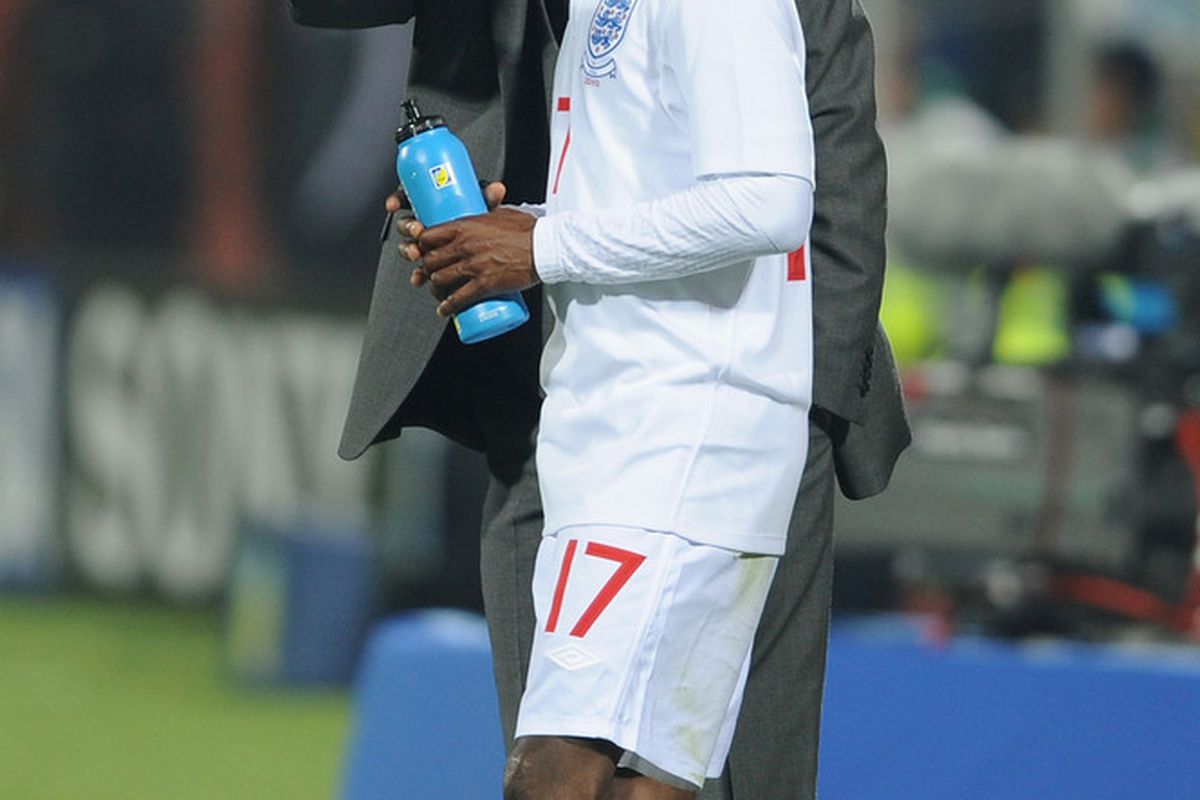 Shaun Wright-Phillips about to be introduced into last night's game against the USA. (Picture from Getty images)