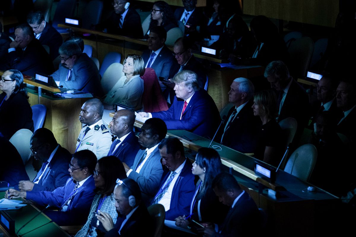 President Trump is seen in the audience at the UN Climate Action Summit.