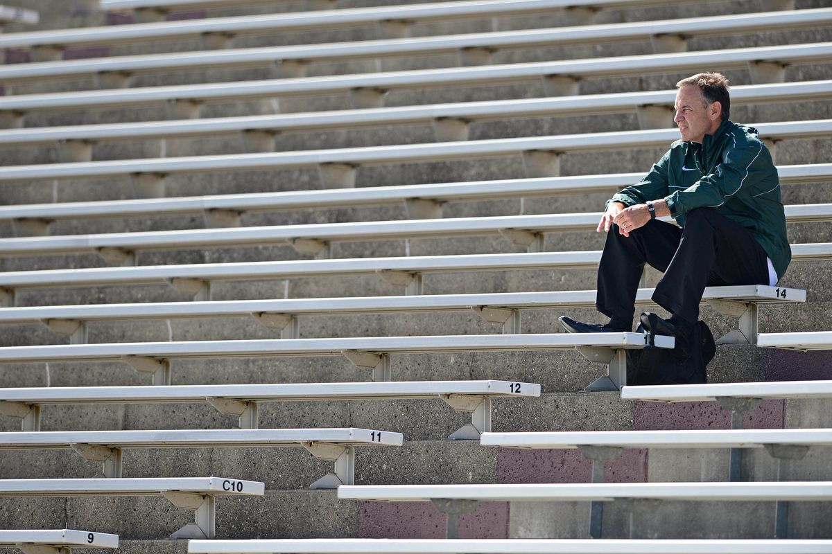 Mark Dantonio in the stands. This might have been in the fourth quarter. (Andrew Weber-US Presswire)