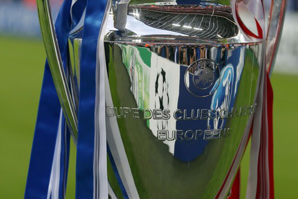 May 19, 2012; Munich, GERMANY; A general view of the championship trophy before the UEFA Champions League final between Bayern Munich and Chelsea at Allianz Arena.  Mandatory Credit: Mitchell Gunn-US PRESSWIRE