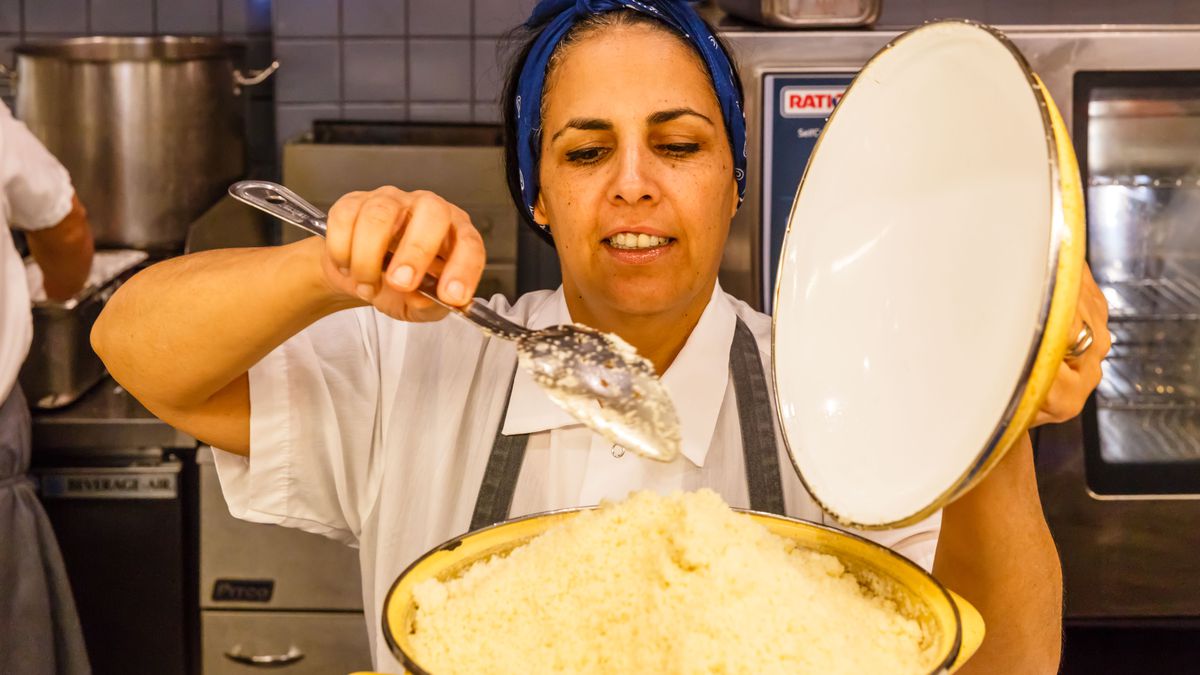 Chef Einat Admony tends her perfect couscous.