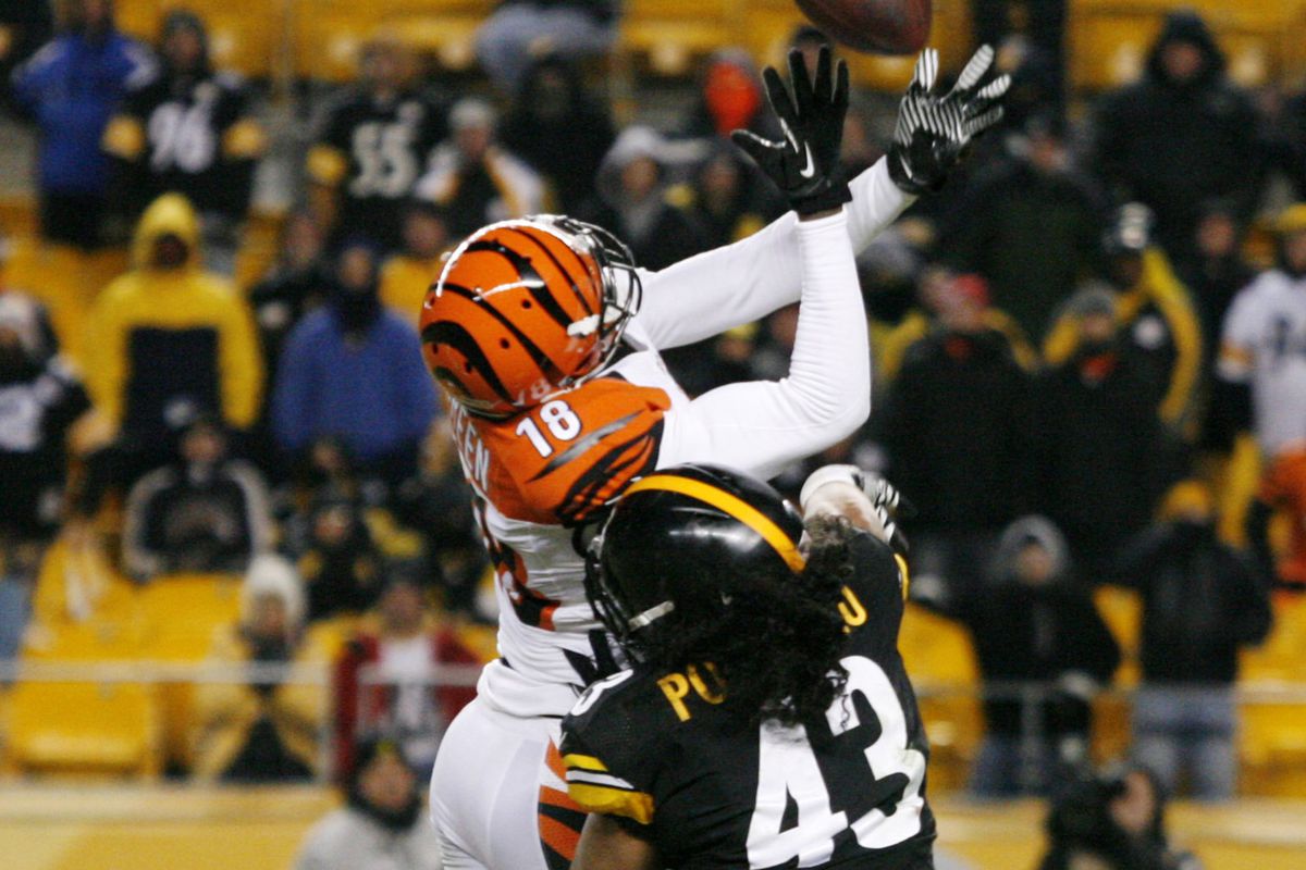 Polmalu disrupts AJ Green on fourth down to force a crucial turnover against the Bengals.