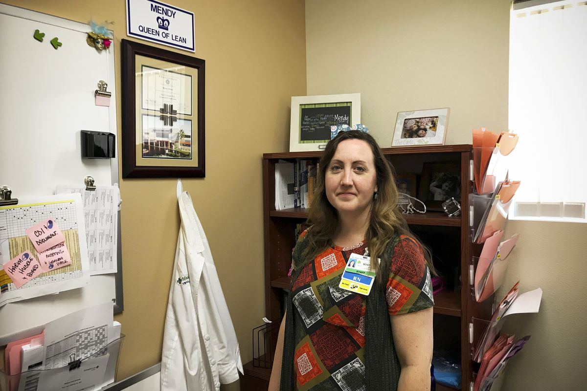 Mendy Hickey, a nurse at St. Mary’s, which just won a CMQCC award for their low C-section rate — among the lowest in the state, at 21 percent.