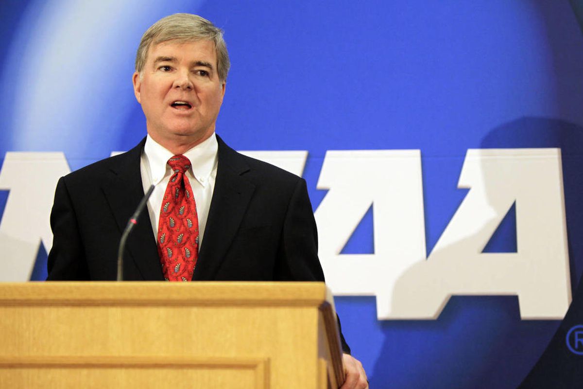 Mark A. Emmert, president of the University of Washington, speaks during a news conference after being announced as the new  president of the NCAA in Indianapolis, Tuesday, April 27, 2010. Emmert succeeds Myles Brand, who died last September from pancreat