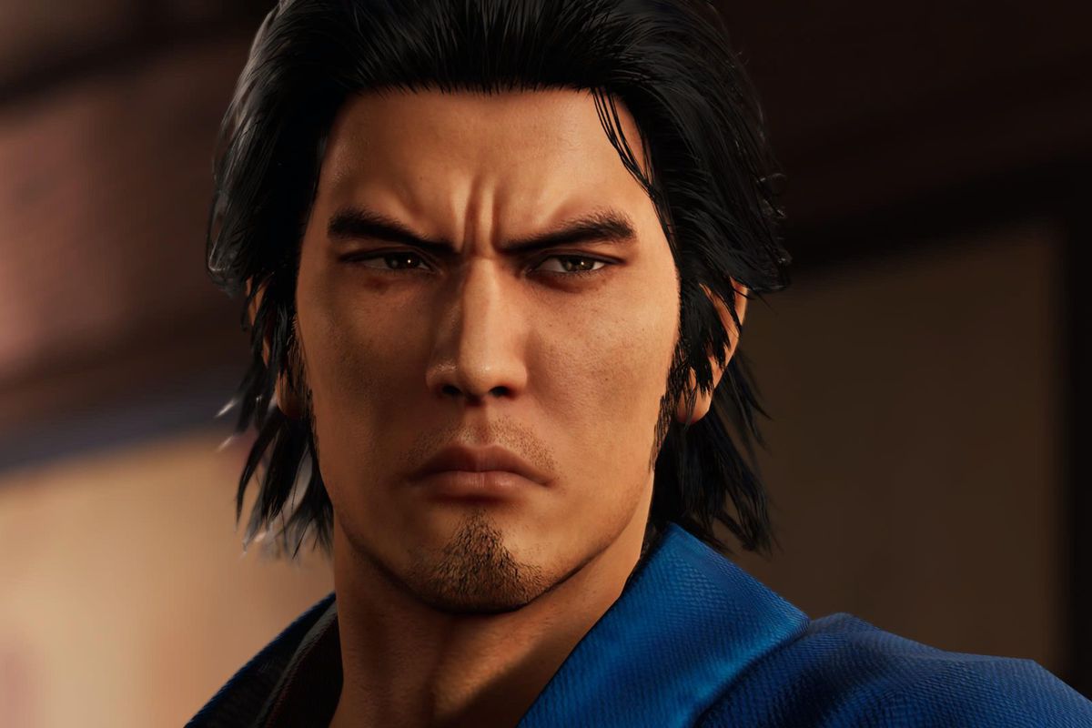A samurai stares intensely in key art for Like a Dragon: Ishin!