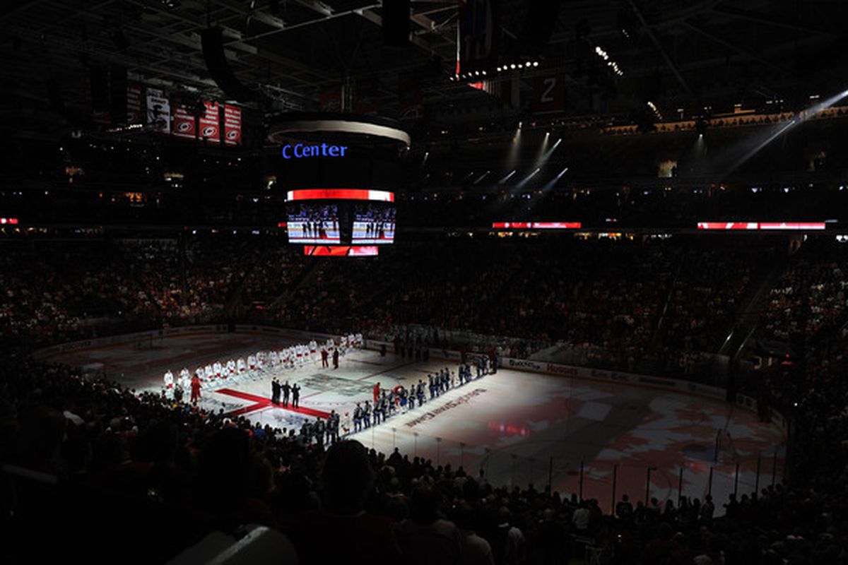 RALEIGH NC - JANUARY 30:  The Canadian Tenors perform the Canadian National Anthem prior to the start of the 58th NHL All-Star Game at RBC Center on January 30 2011 in Raleigh North Carolina.  (Photo by Harry How/Getty Images)