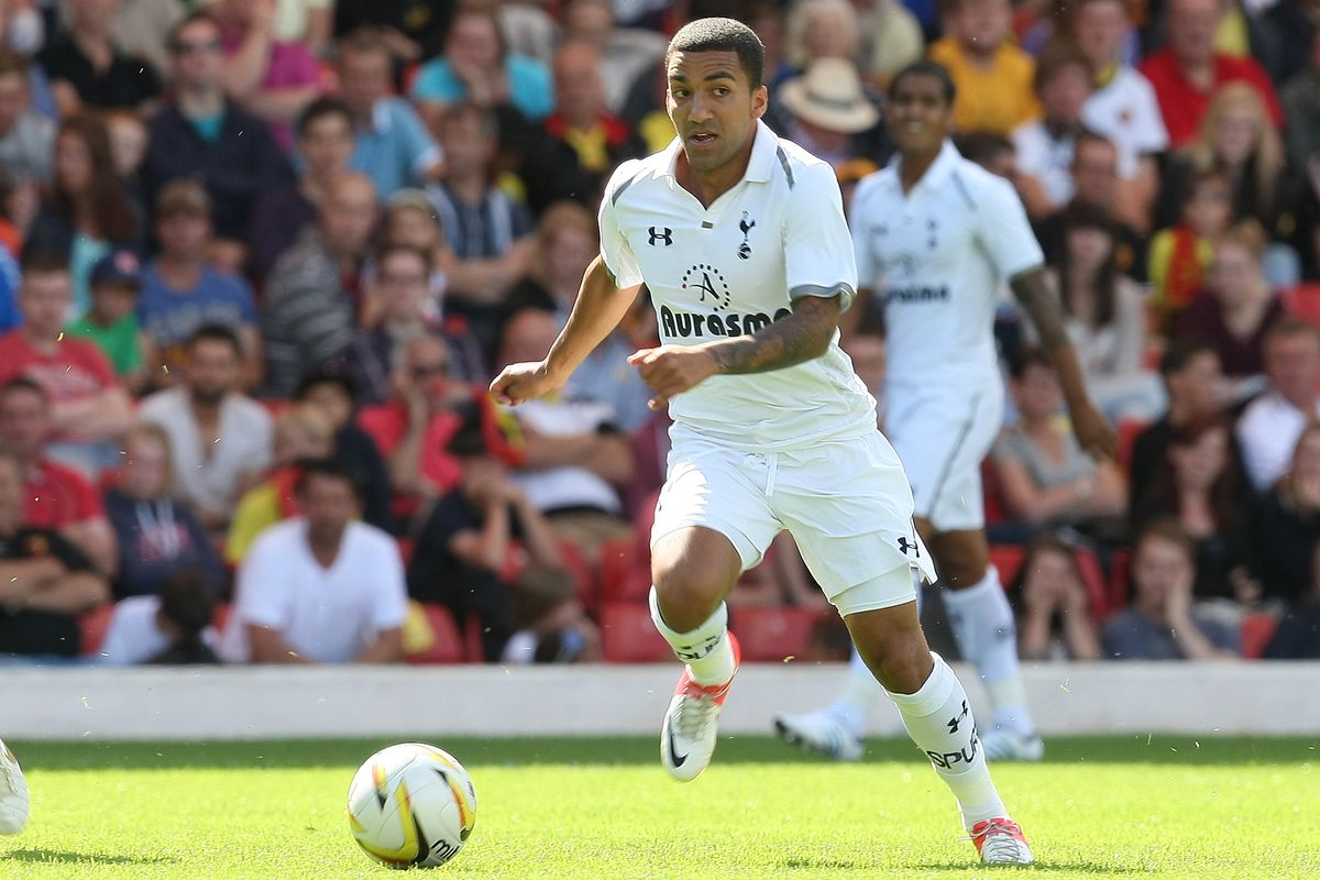 WATFORD, ENGLAND - AUGUST 05:  Aaron Lennon of Tottenham Hotspur in action during the pre-season friendly match between Watford and Tottenham Hotspur at Vicarage Road on August 5, 2012 in Watford, United Kingdom.  (Photo by Pete Norton/Getty Images)
