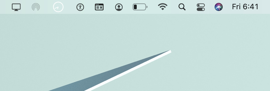 A screenshot of the menu bar in macOS Big Sur with a light desktop background.