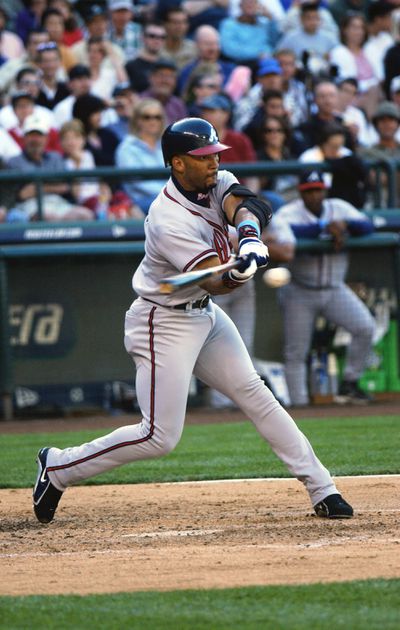 Gary Sheffield swings at the pitch