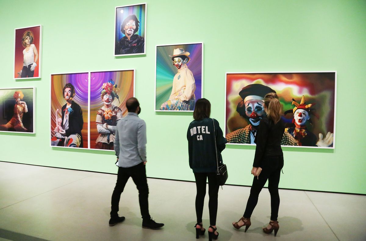 A photo of guests looking at art made by Cindy Sherman at the Broad Museum in Los Angeles