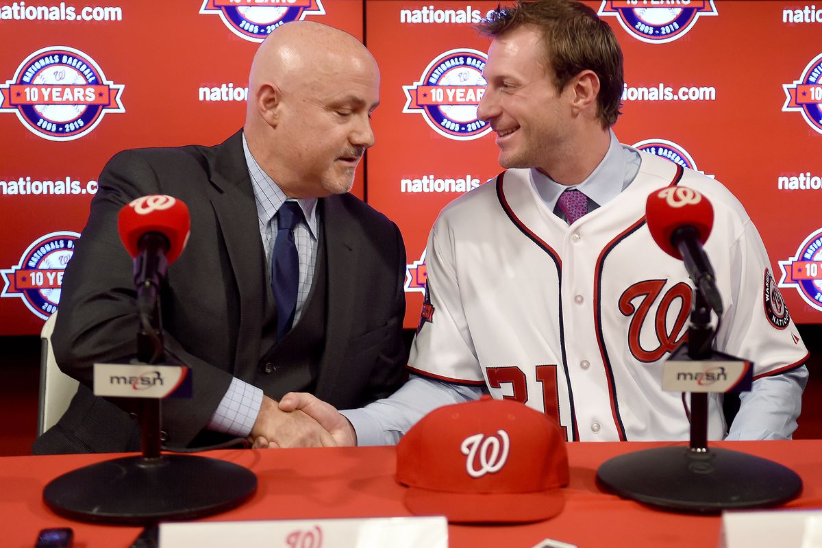 Press conference for newly acquired pitcher Max Scherzer