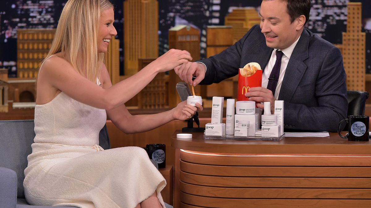 Gwyneth Paltrow & Jimmy Fallon taste Goop skincare...with McDonald's fries. 