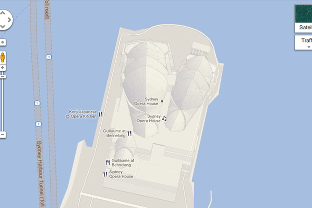 Google Maps 3D attractions Sydney Opera House 