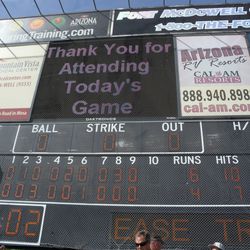 The final score of the final Cubs home game at HoHoKam, March 28, 2013