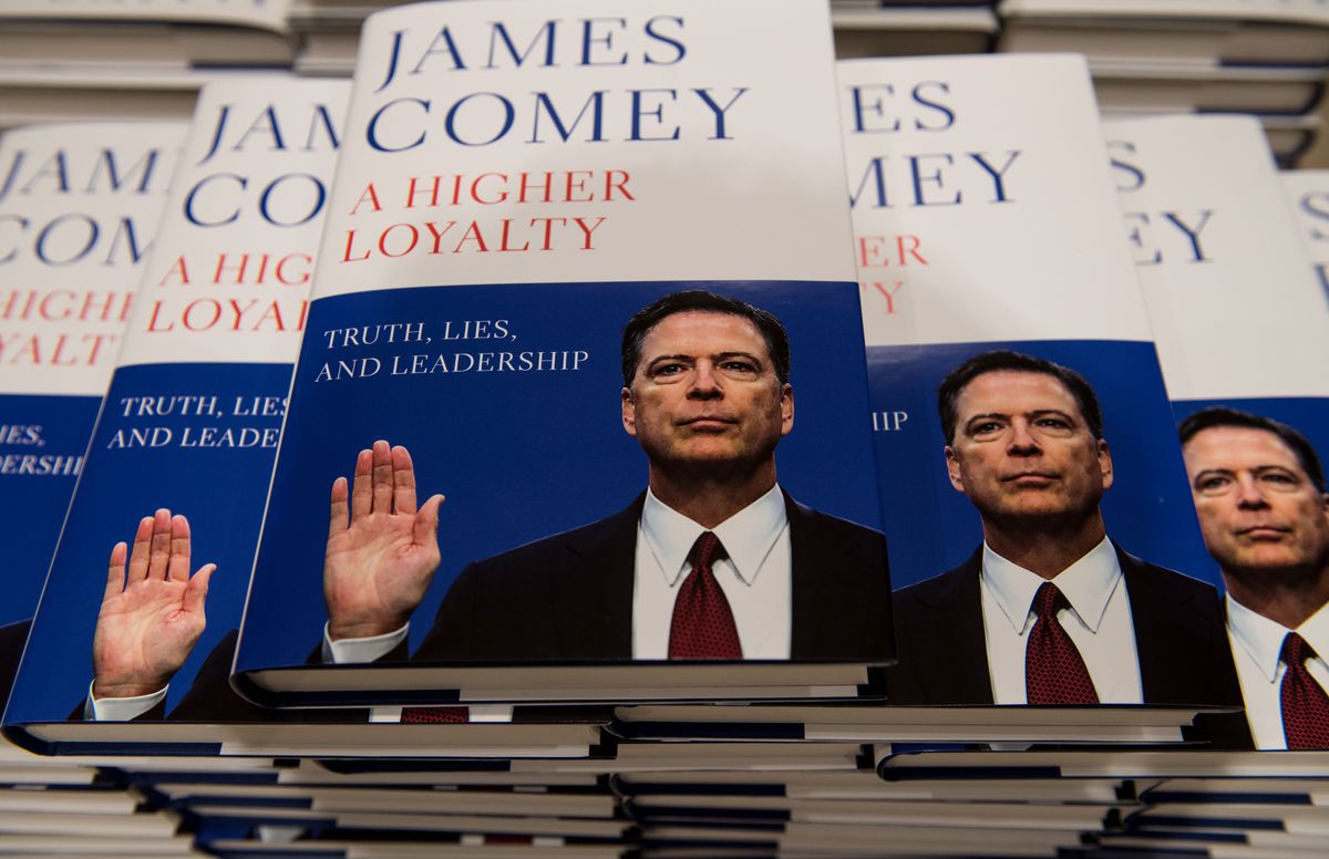 James Comey’s book, A Higher Loyalty, goes on sale Tuesday. The former FBI director vocally criticizes President Donald Trump in the book and in media interviews — and Trump has fired back, calling Comey a “slime ball.”