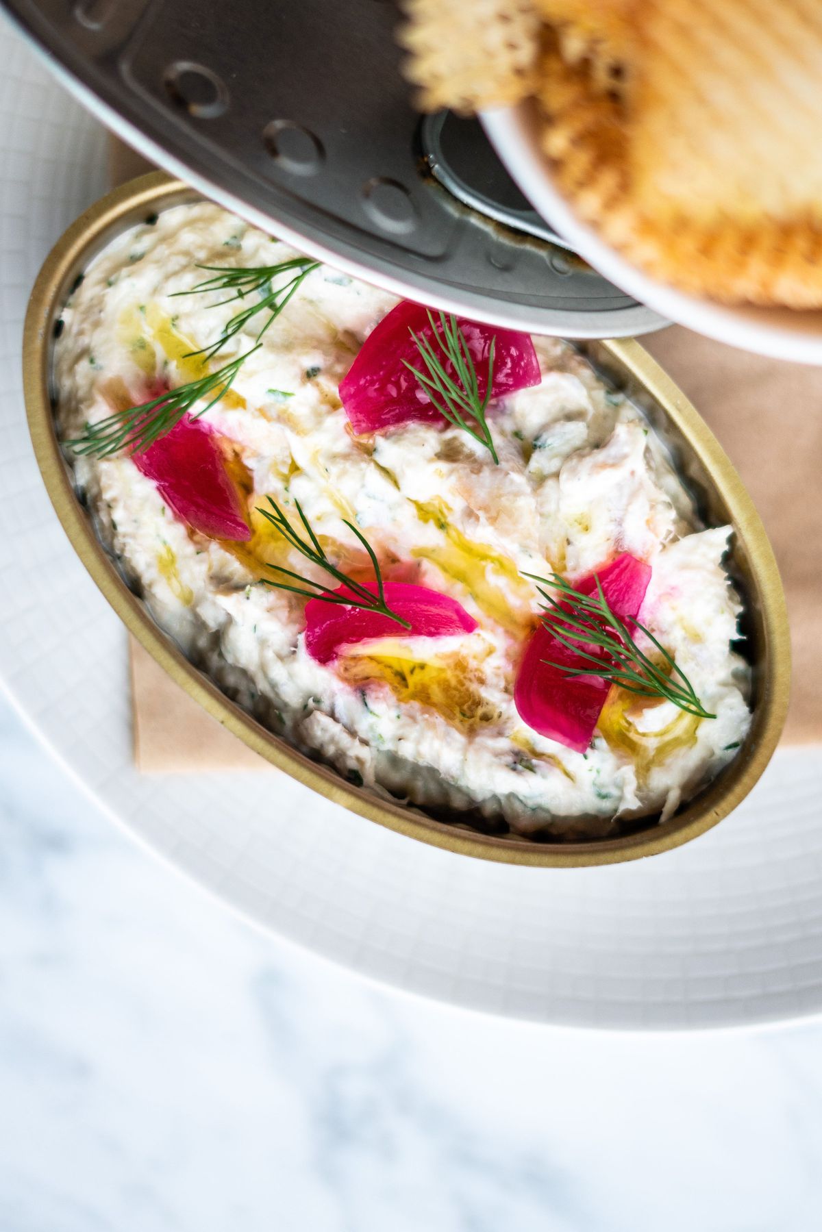 Smoked trout dip with pickled Cippolini onions from Anchovy Social