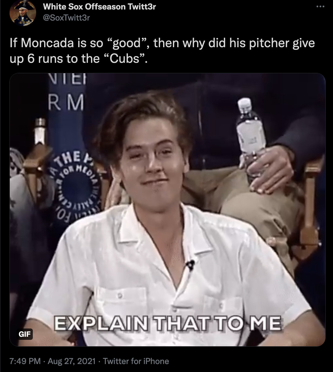 If Moncada is so “Good,” then why did his pitcher give up 6 runs to the “Cubs.”