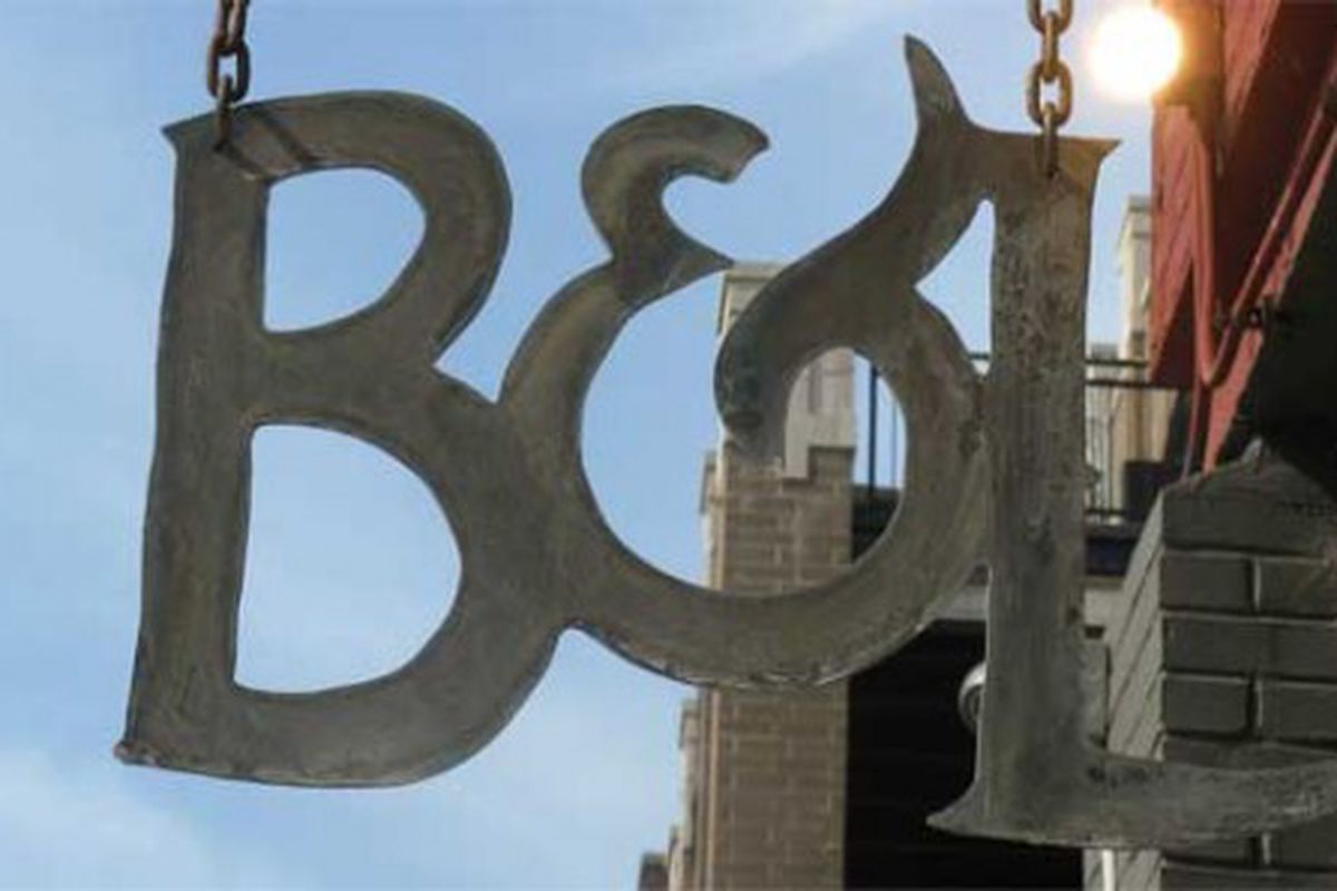 The industrial-looking B&amp;L sign
