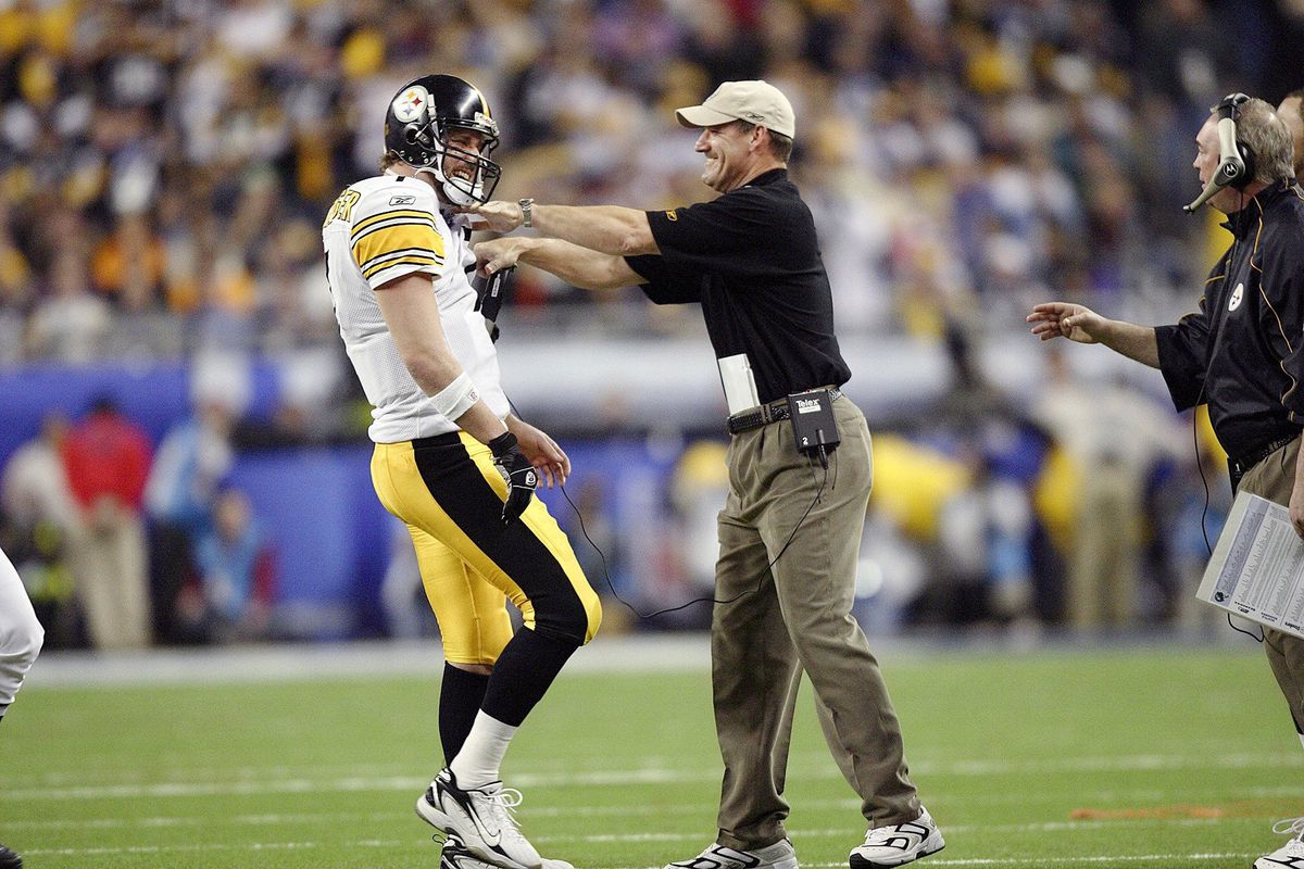 Pittsburgh Steelers Coach Bill Cowher and QB Ben Roethlisberger, Super Bowl XL