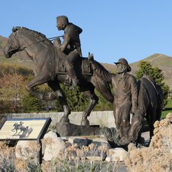 Monument to the Pony Express at This Is the Place Heritage Park, Salt Lake City, Utah.