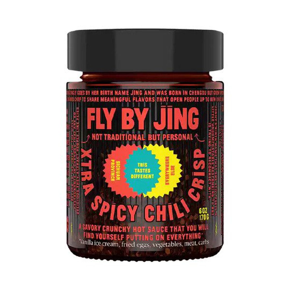 A jar of Fly by Jing Xtra Spicy Chili Crisp