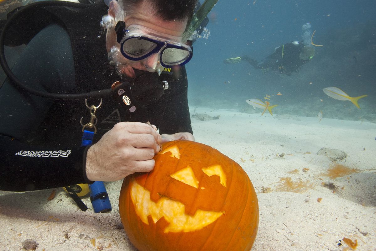 Resort Hosts Annual Underwater Pumpkin Carving Contest