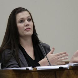 Alexis Somers, daughter of Martin MacNeill, testifies in his murder trial in 4th District Court in Provo, Thursday, Oct. 31, 2013.