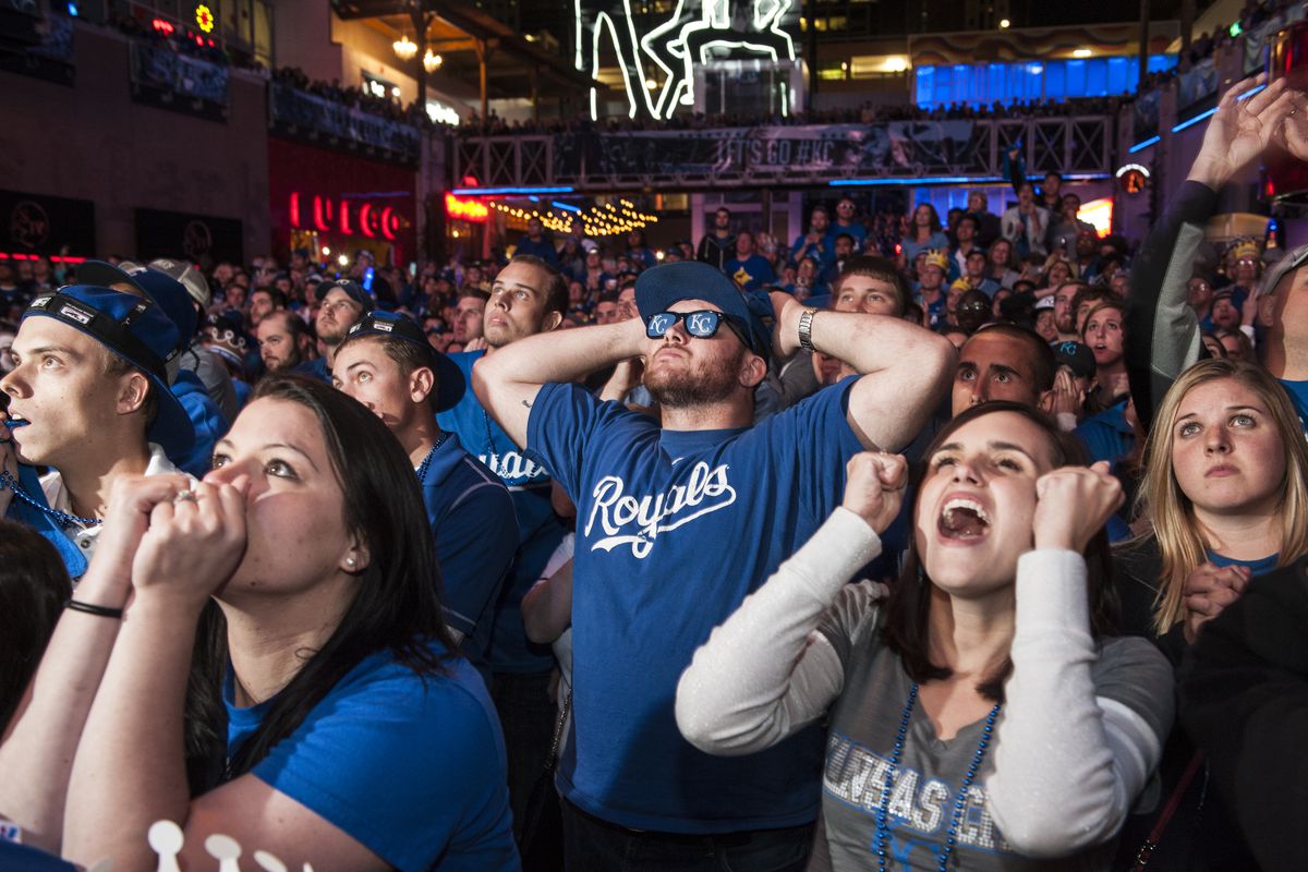 Kansas City Royals Fans Gather To Watch Game Seven Of World Series Against San Francisco Giants
