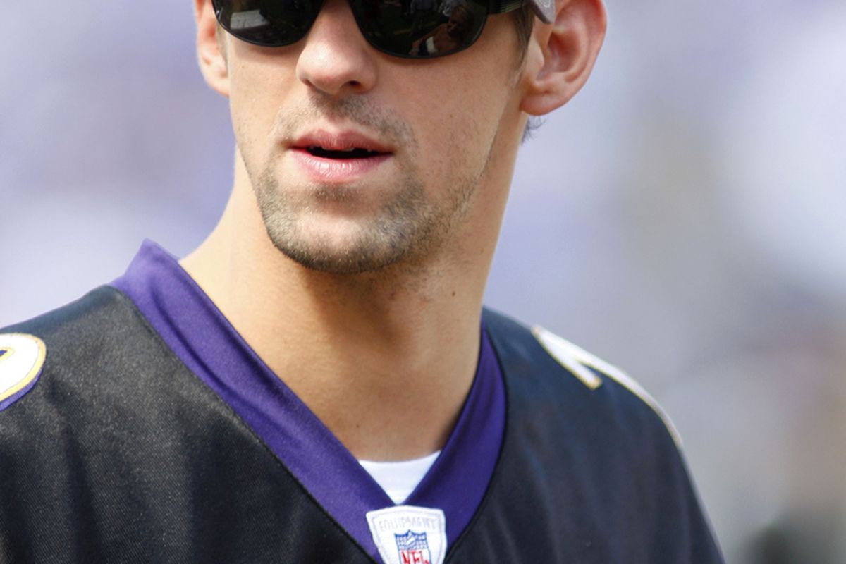 Olympian Michael Phelps at a Ravens game (photo credits: Geoff Burke-US PRESSWIRE)