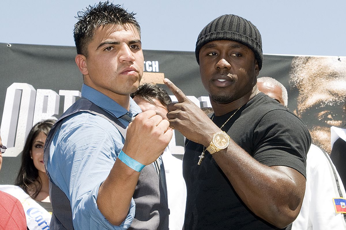 Victor Ortiz and Andre Berto are back on the promotional tour for their June 23 fight. (Photo by Carlos Delgado - Hoganphotos/Golden Boy Promotions)