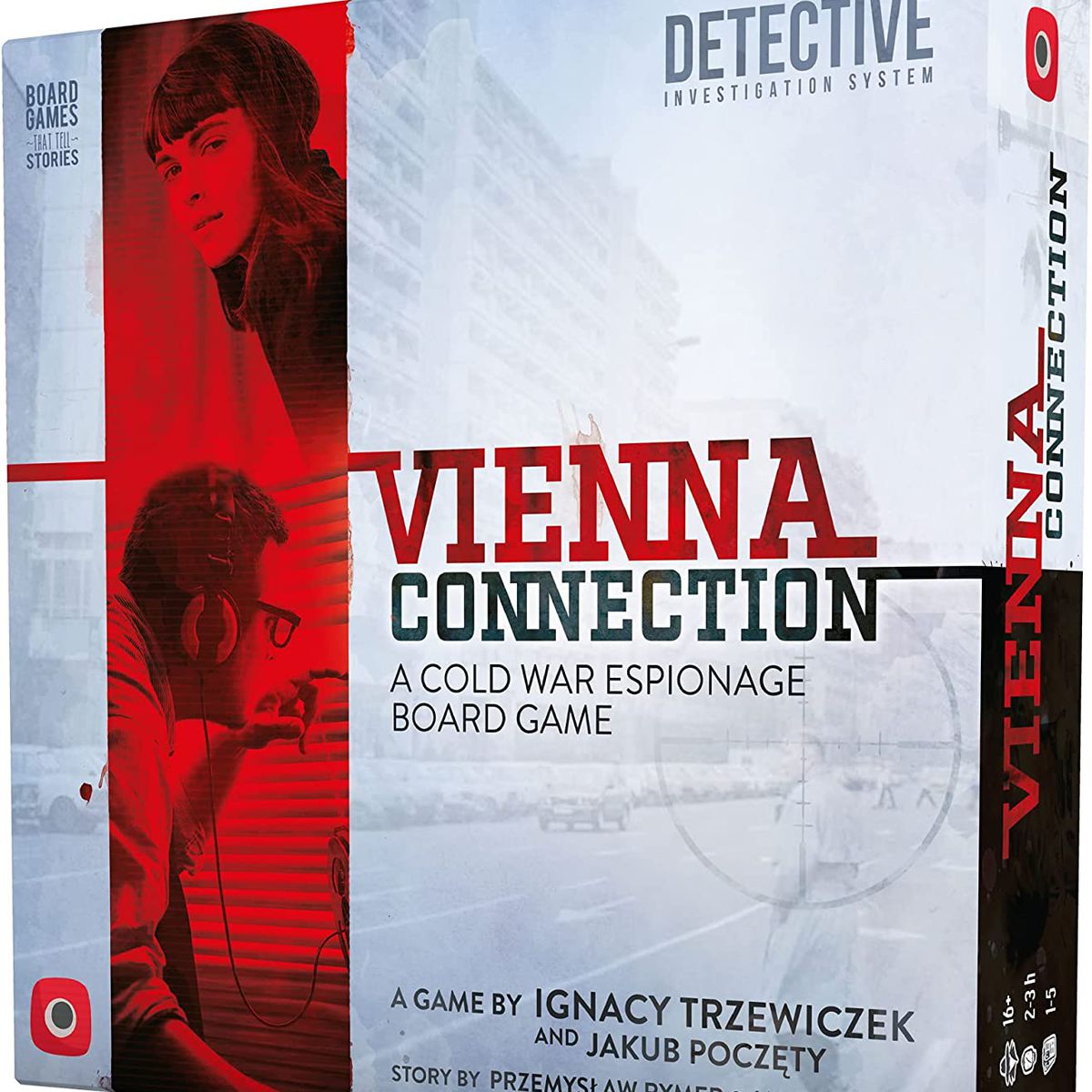 The Vienna Connection box art shows a reticule aiming at a street as cars drive past.